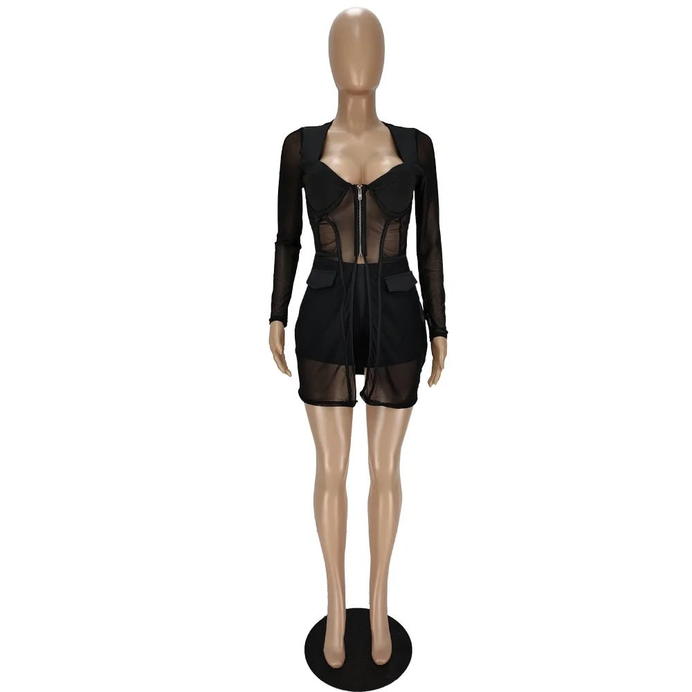 Women Sheer Mesh Patchwork Romper Jumpsuit